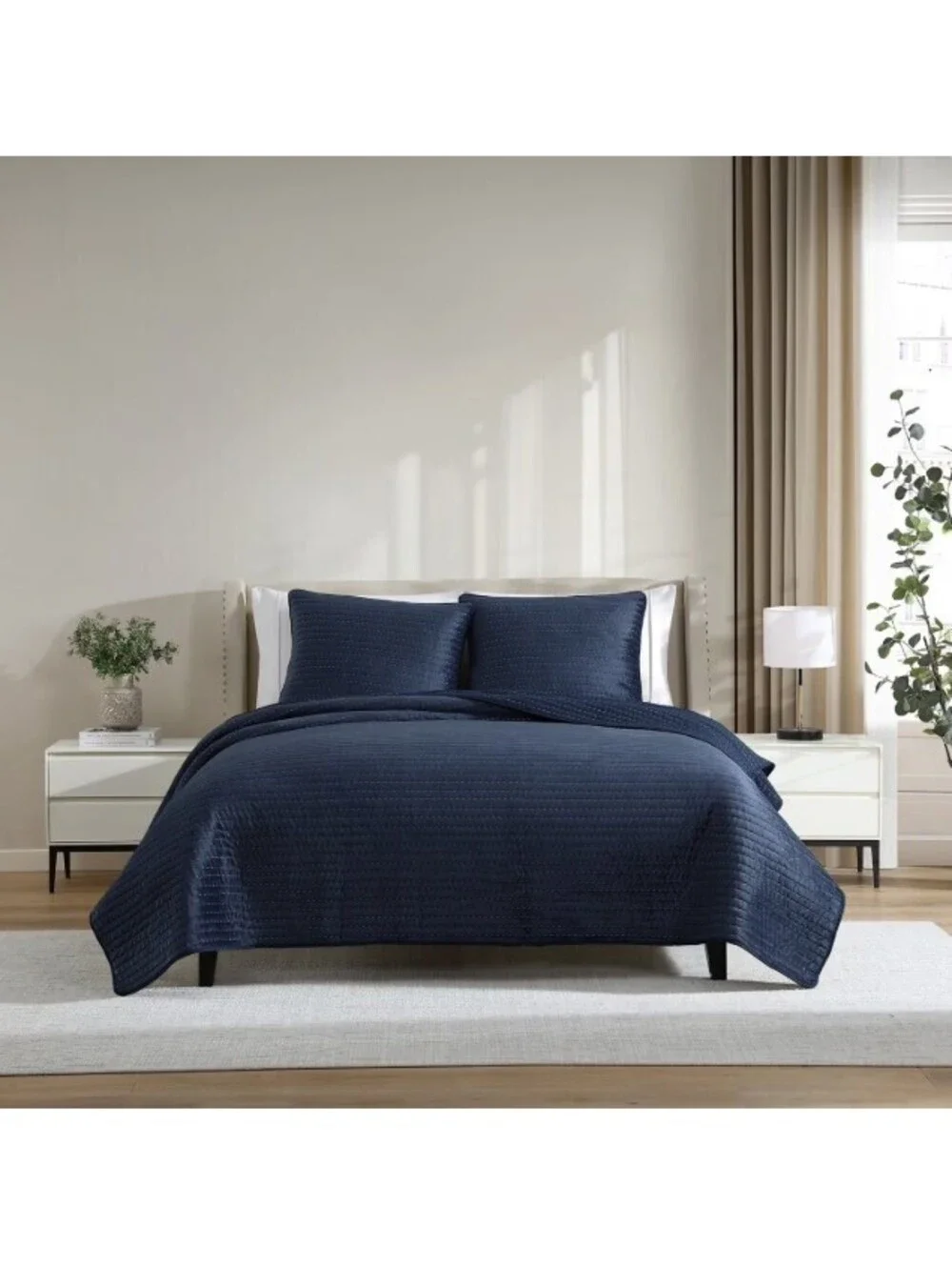 Lenox 3-Piece Quilt Set Navy Blue  FULL/QUEEN